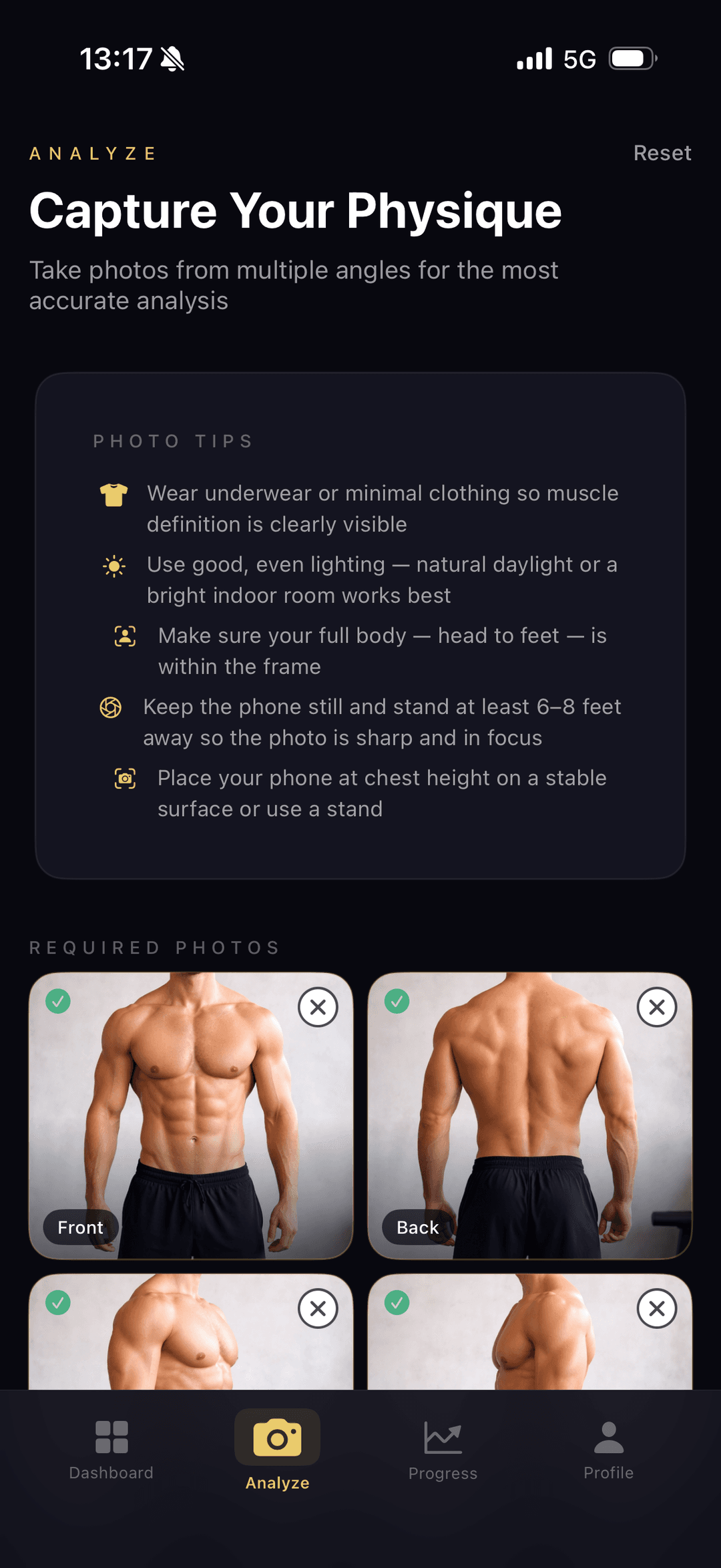 AestheticBody app — Capture Your Physique screen